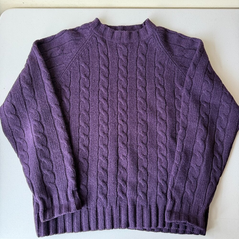 J Crew 100% Lambswool Purple Sweater, Men's, Large